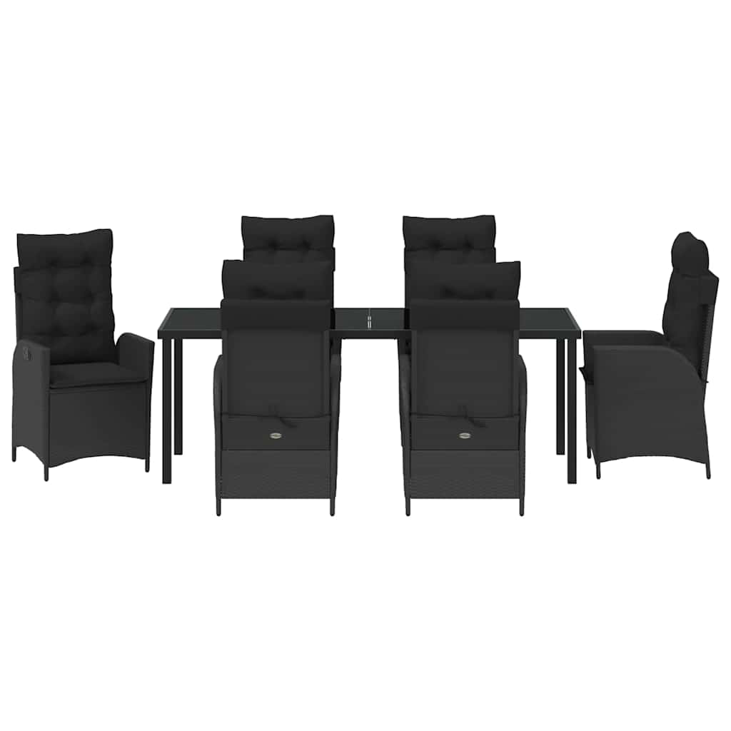 Tuin eettafelset met kussen 7 pcs Zwart poly rattan – afbeelding 7
