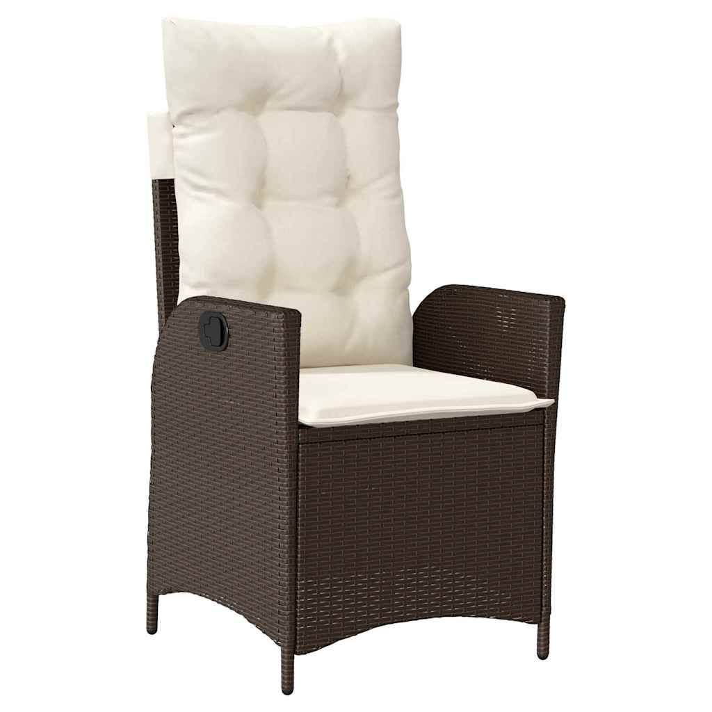 Tuin eettafelset met kussen 3 pcs Bruin poly rattan – afbeelding 6