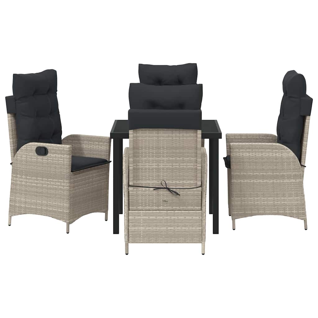 Tuin eettafelset met kussen 5 pcs Lichtgrijs poly rattan – afbeelding 7