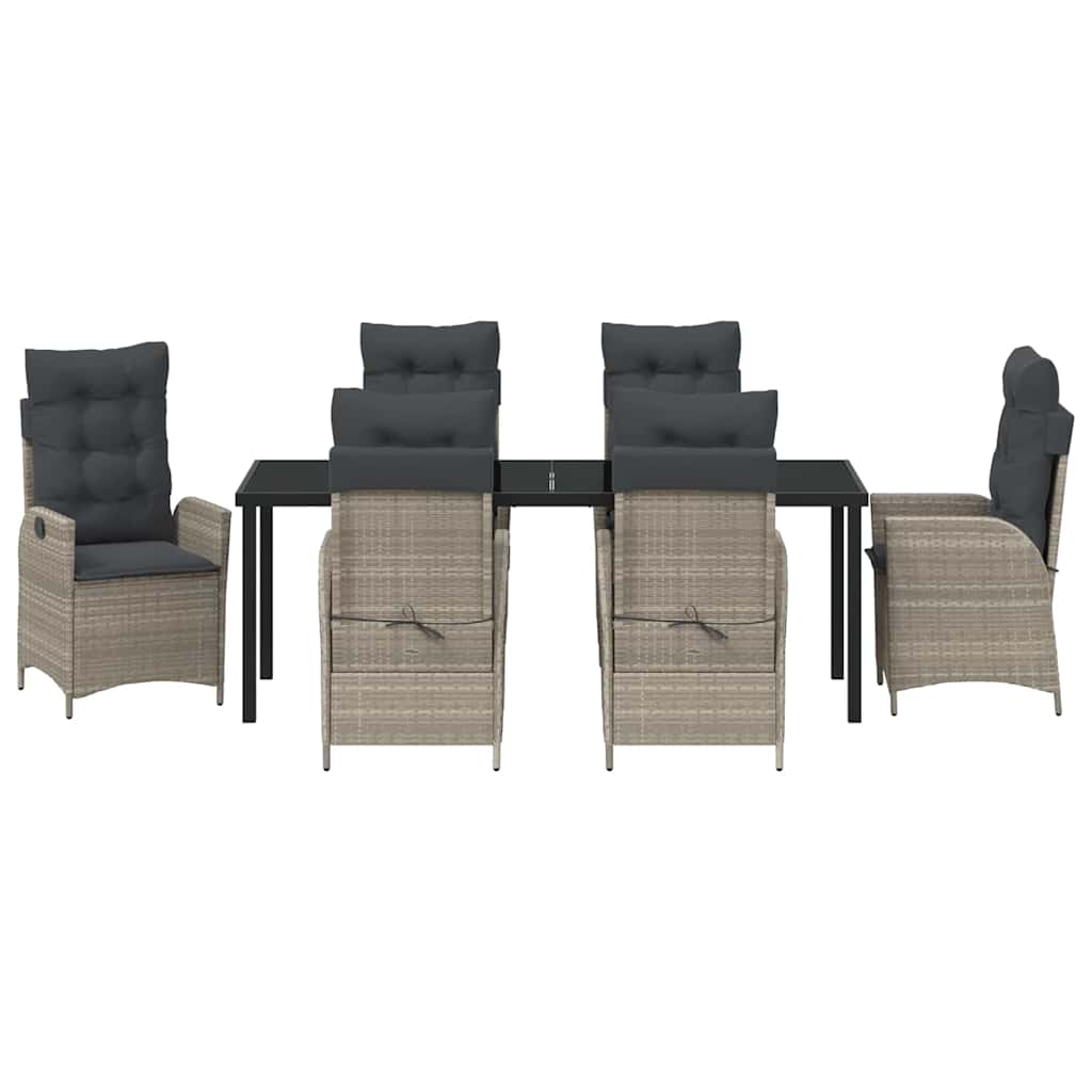 Tuin eettafelset met kussen 7 pcs Lichtgrijs poly rattan – afbeelding 7