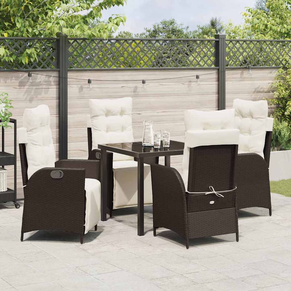 Tuin eettafelset met kussen 5 pcs Bruin poly rattan – afbeelding 4
