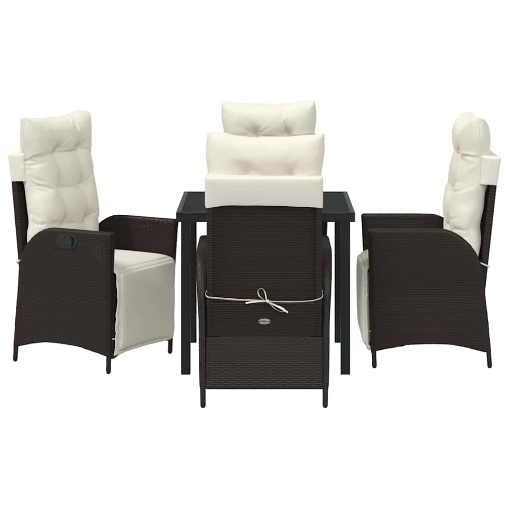 Tuin eettafelset met kussen 5 pcs Bruin poly rattan – afbeelding 7