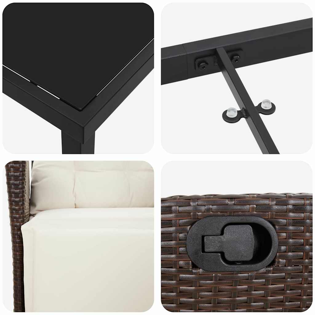 Tuin eettafelset met kussen 5 pcs Bruin poly rattan – afbeelding 9