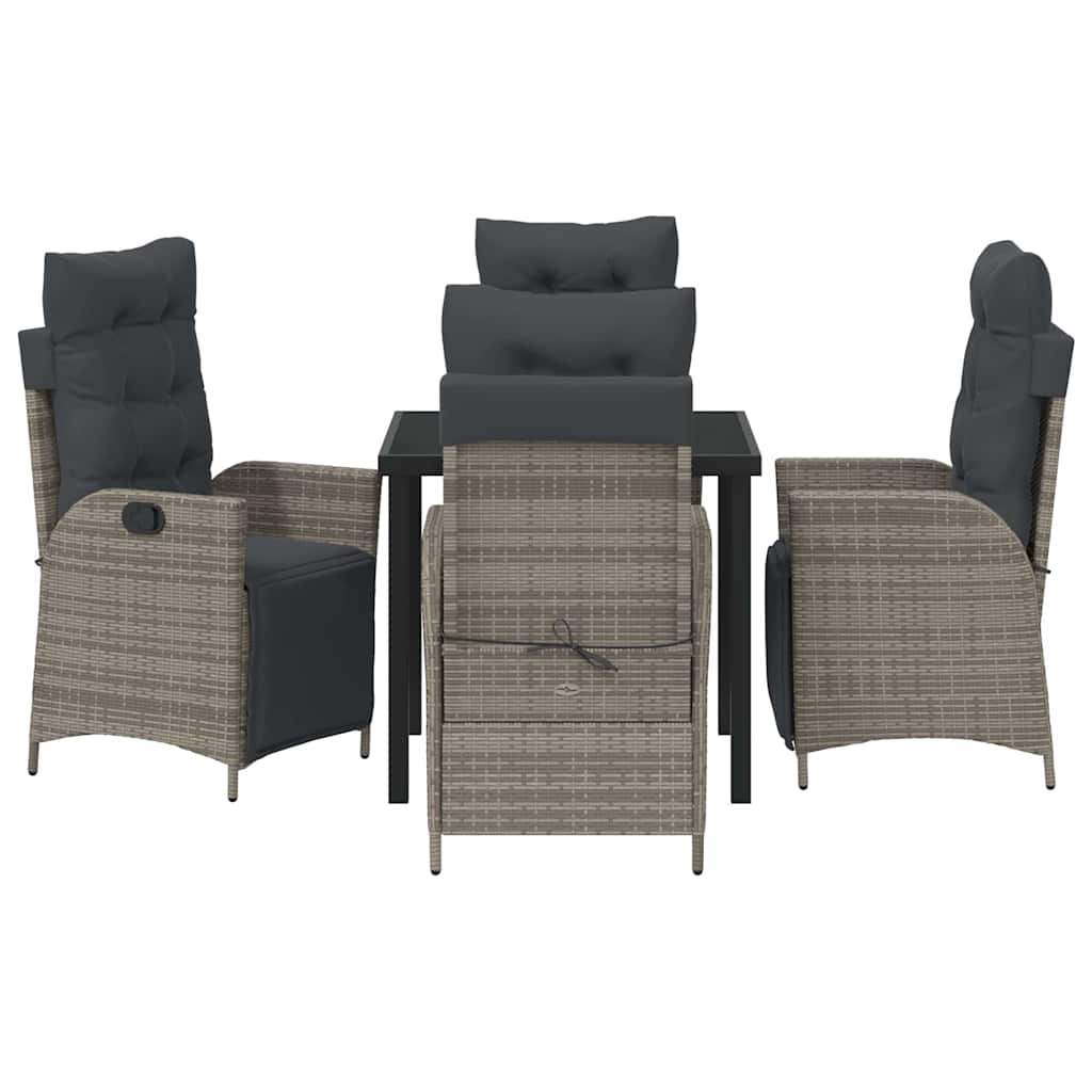 Tuin eettafelset met kussen 5 pcs Grijs poly rattan – afbeelding 7