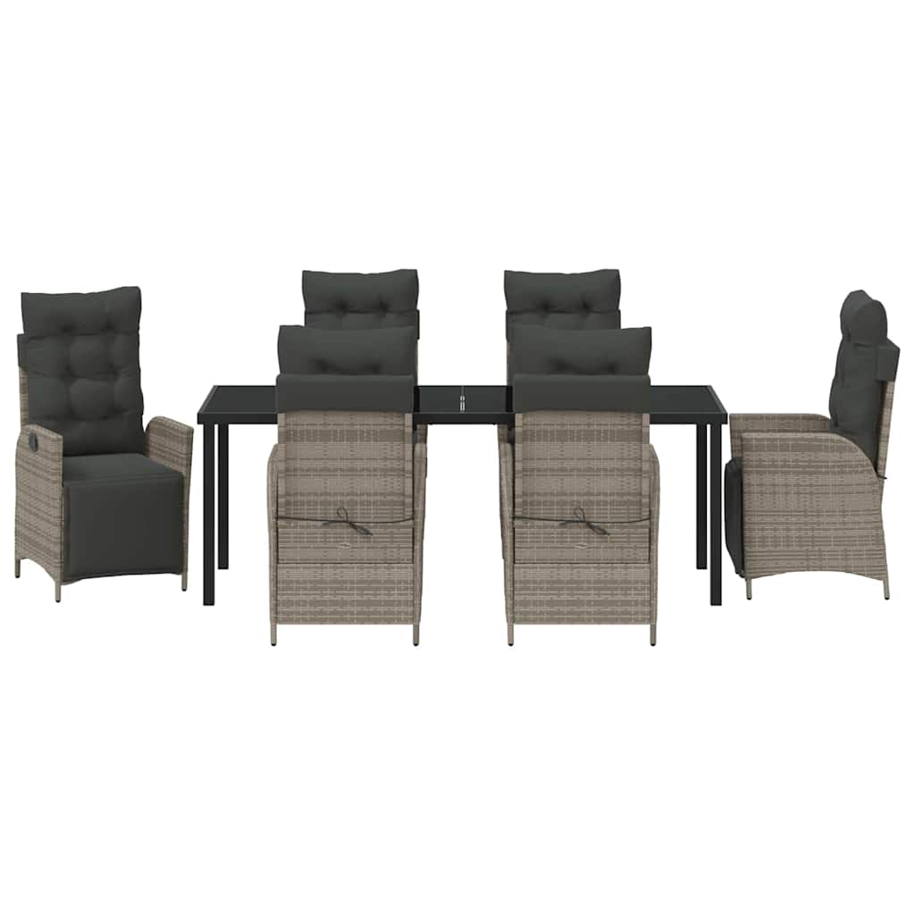 Tuin eettafelset met kussen 7 pcs Grijs poly rattan – afbeelding 7