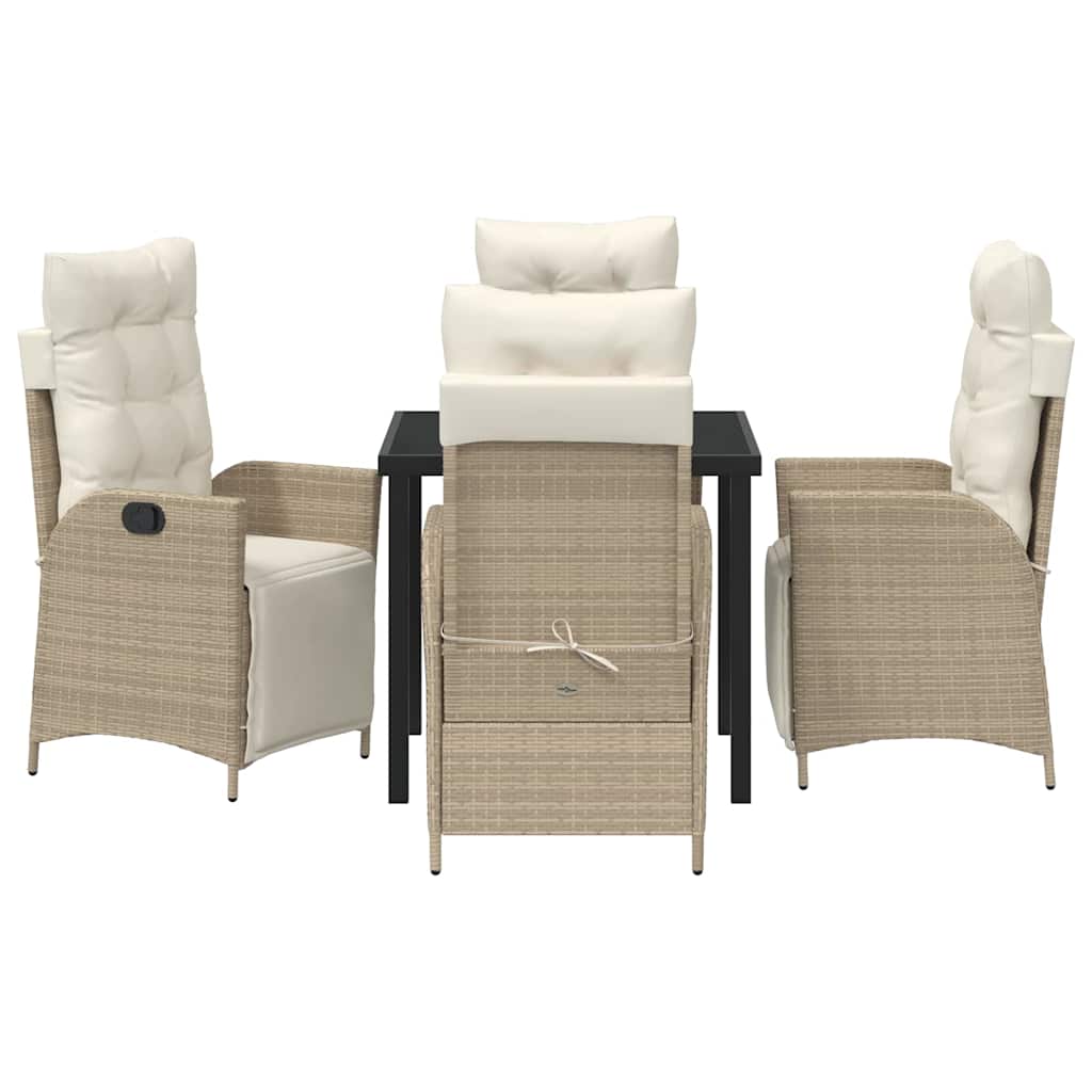Tuin eettafelset met kussen 5 pcs Beige poly rattan – afbeelding 7