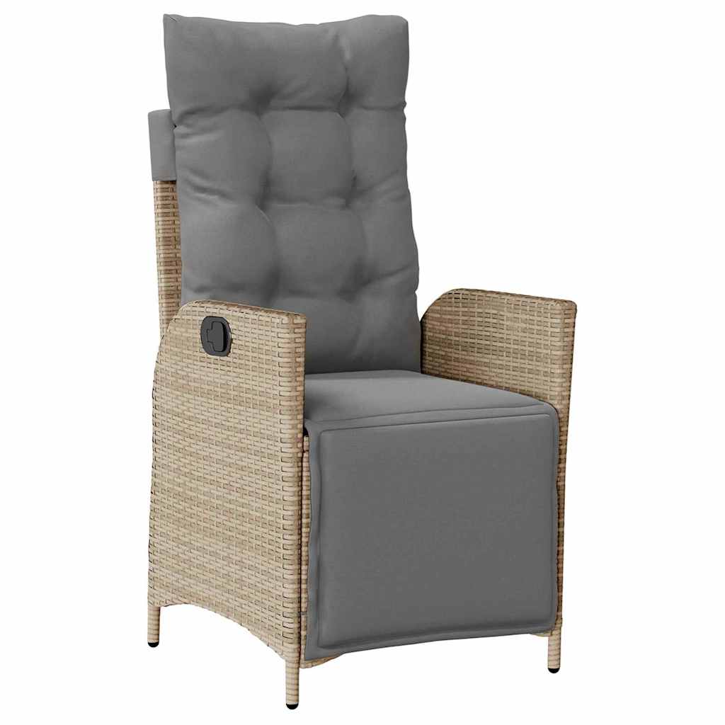 Tuin eettafelset met kussen 7 pcs Beige poly rattan – afbeelding 6