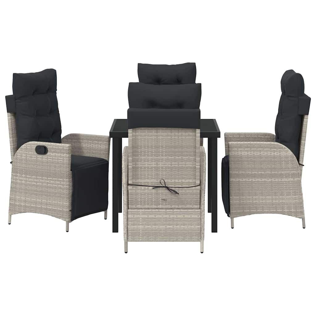 Tuin eettafelset met kussen 5 pcs Lichtgrijs poly rattan – afbeelding 7