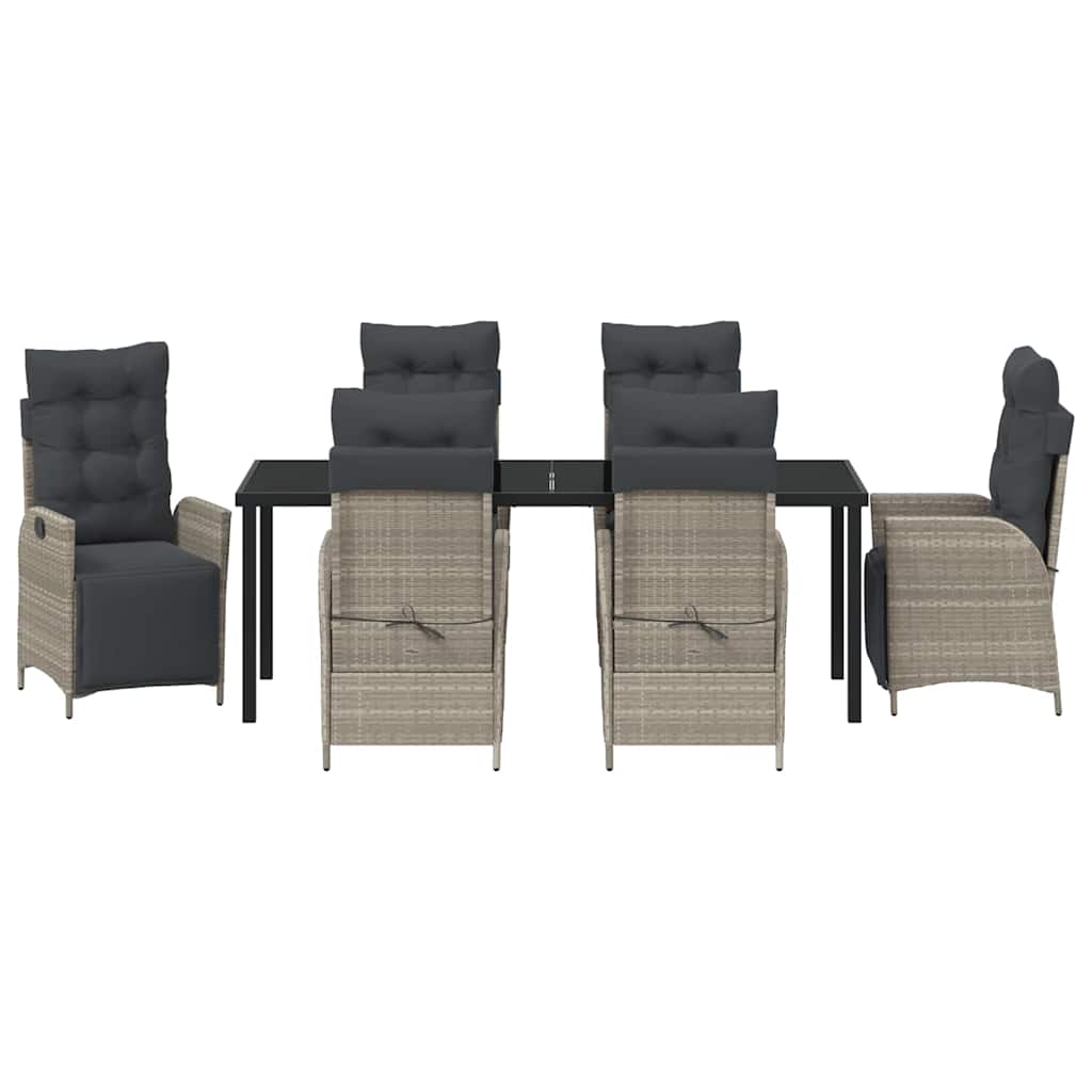 Tuin eettafelset met kussen 7 pcs Lichtgrijs poly rattan – afbeelding 7