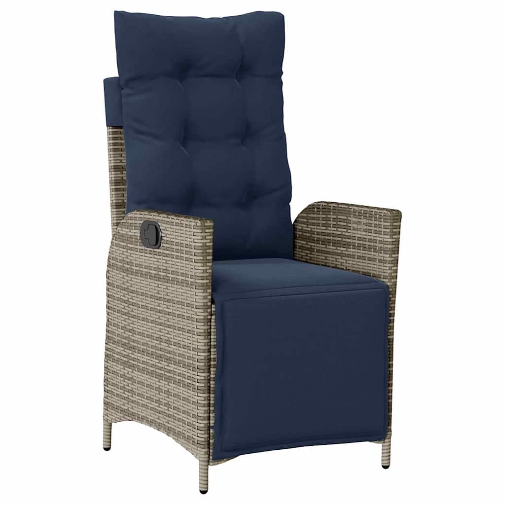 Tuin eettafelset met kussen 3 pcs Grijs en zwart Rattan – afbeelding 6