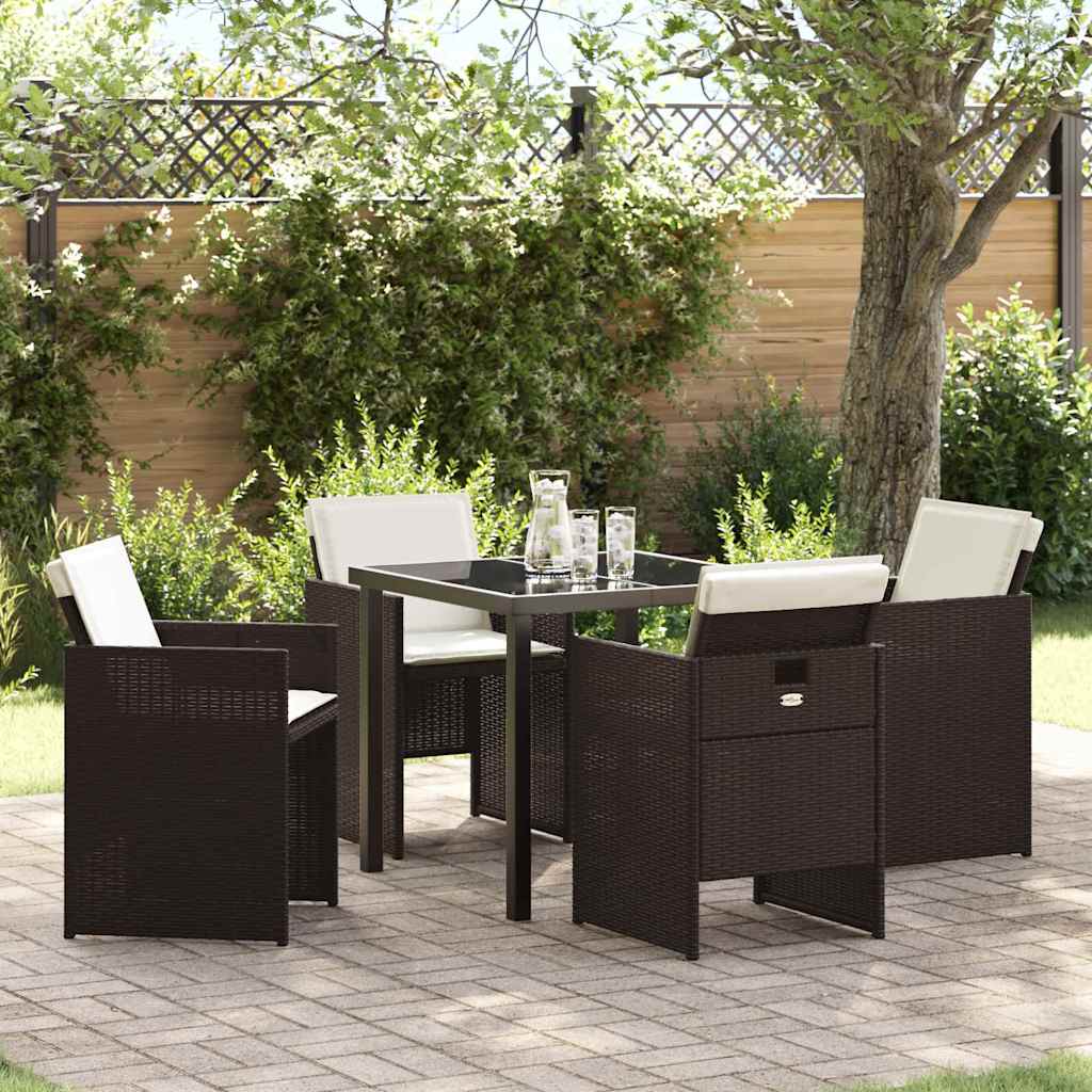 Tuin eettafelset 5 pcs Bruin poly rattan – afbeelding 1
