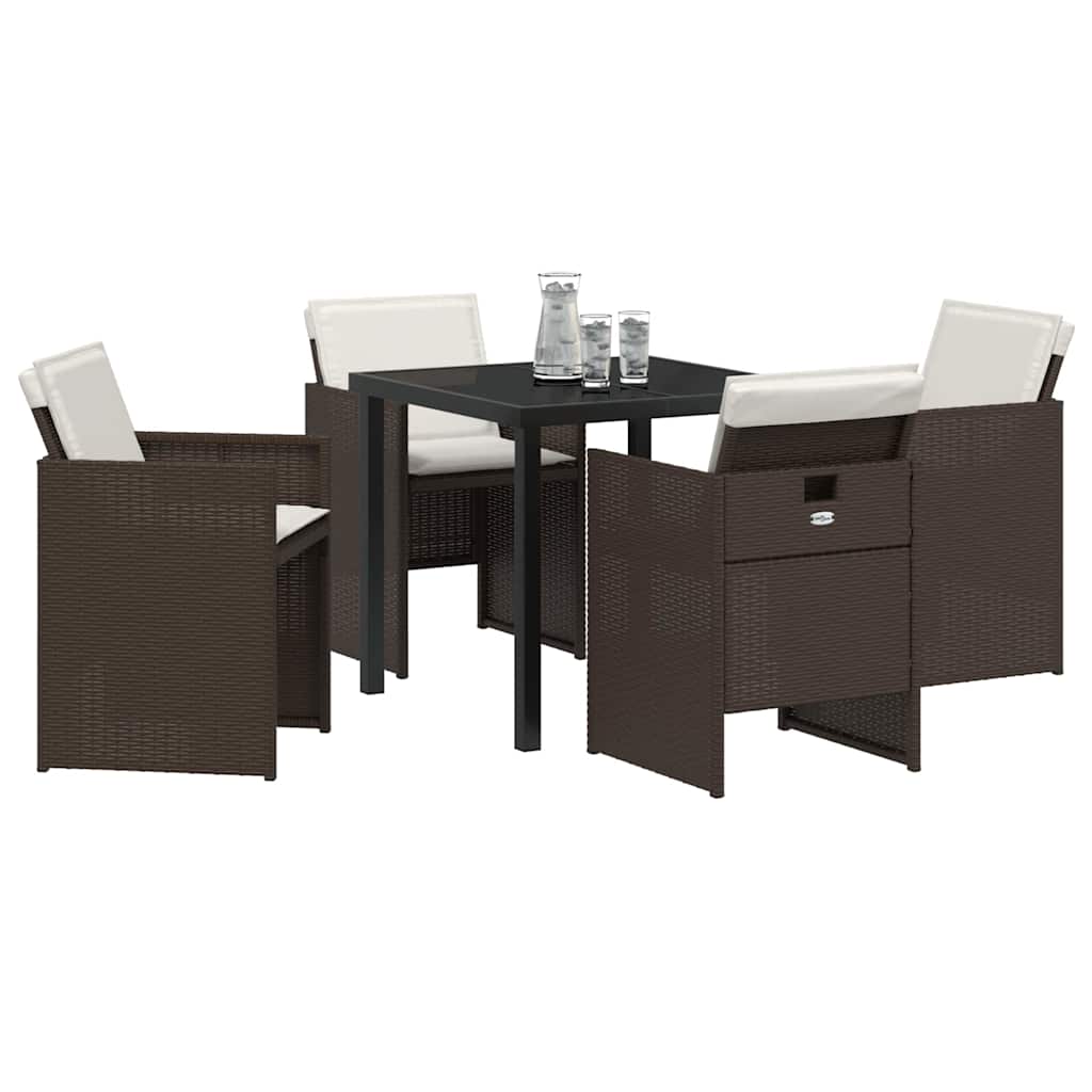 Tuin eettafelset 5 pcs Bruin poly rattan – afbeelding 3