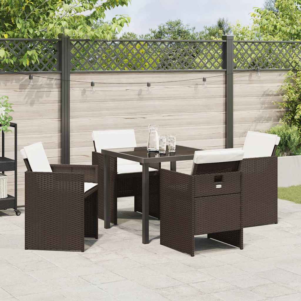 Tuin eettafelset 5 pcs Bruin poly rattan – afbeelding 4
