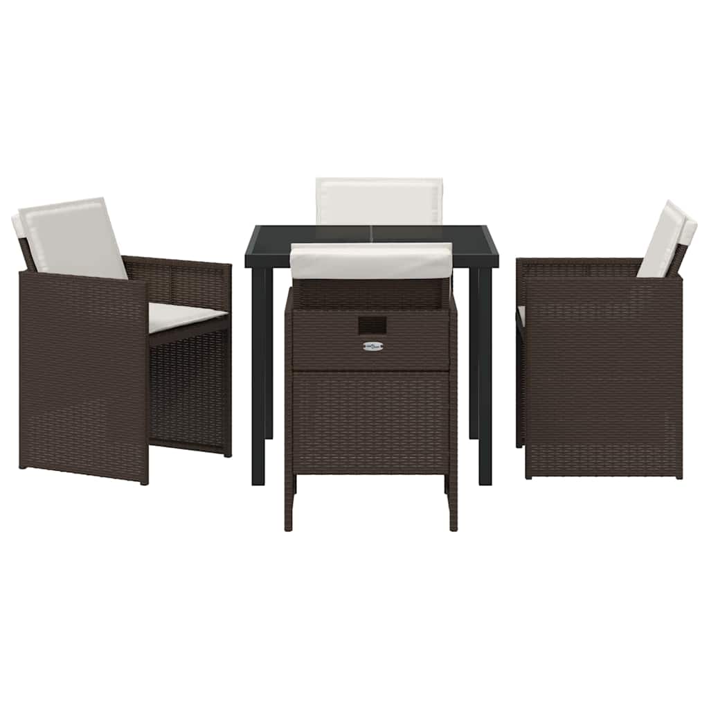 Tuin eettafelset 5 pcs Bruin poly rattan – afbeelding 7