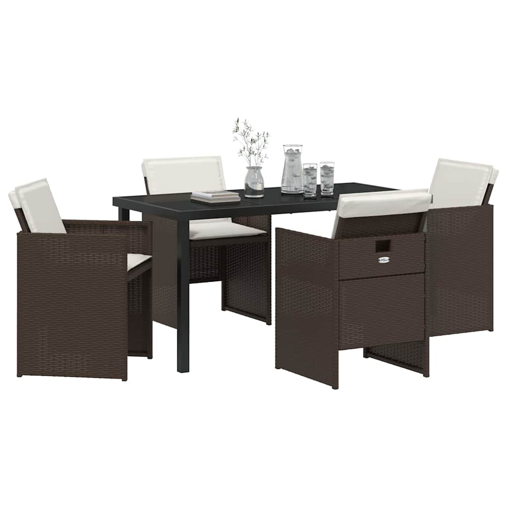 Tuin eettafelset 5 pcs Bruin poly rattan – afbeelding 3