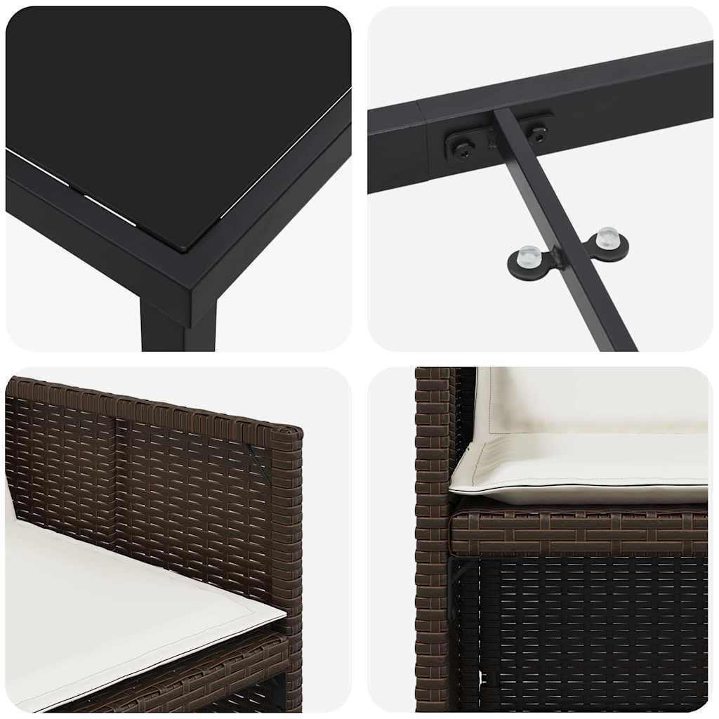 Tuin eettafelset 5 pcs Bruin poly rattan – afbeelding 9