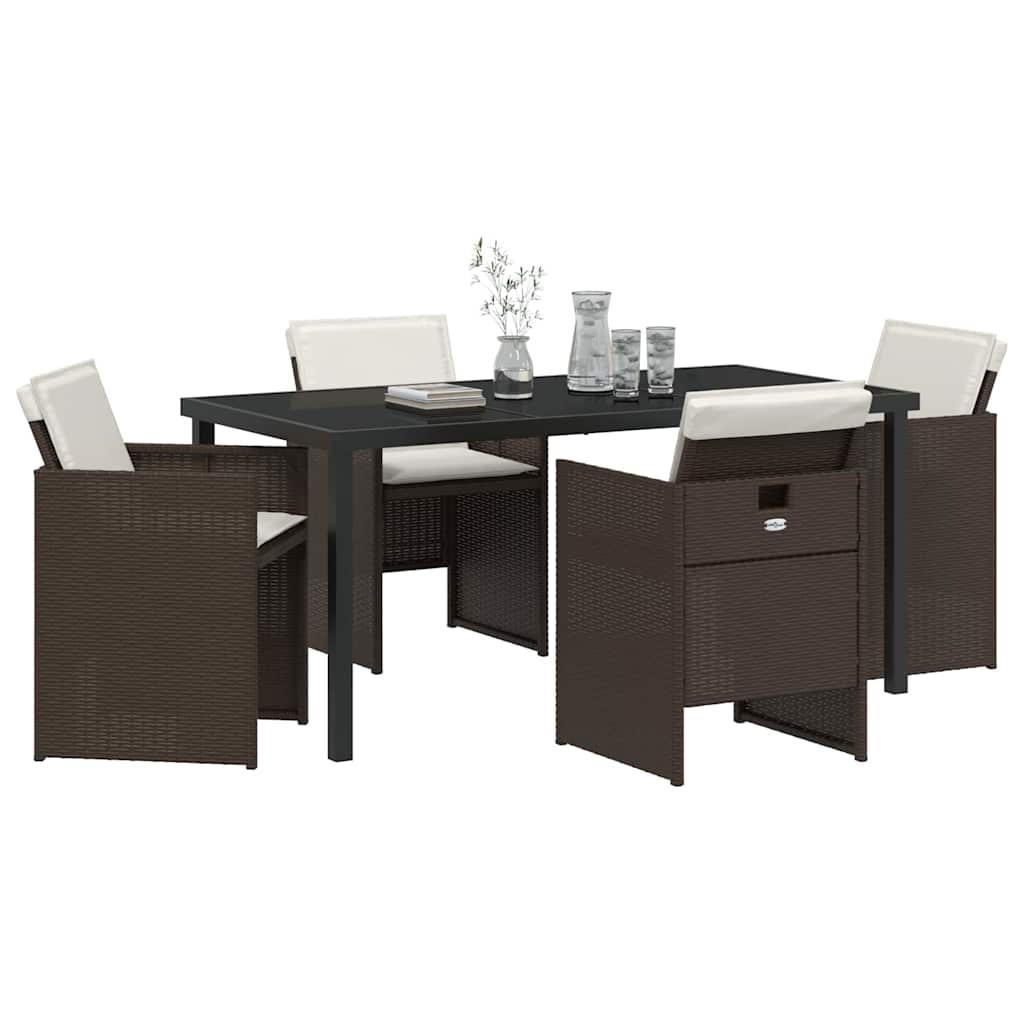 Tuin eettafelset 5 pcs Bruin poly rattan – afbeelding 3