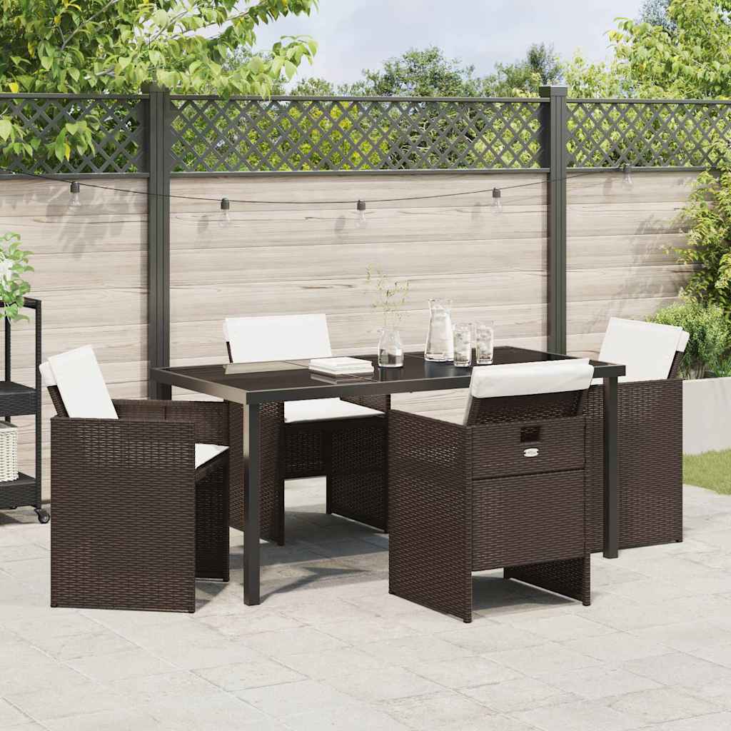 Tuin eettafelset 5 pcs Bruin poly rattan – afbeelding 4