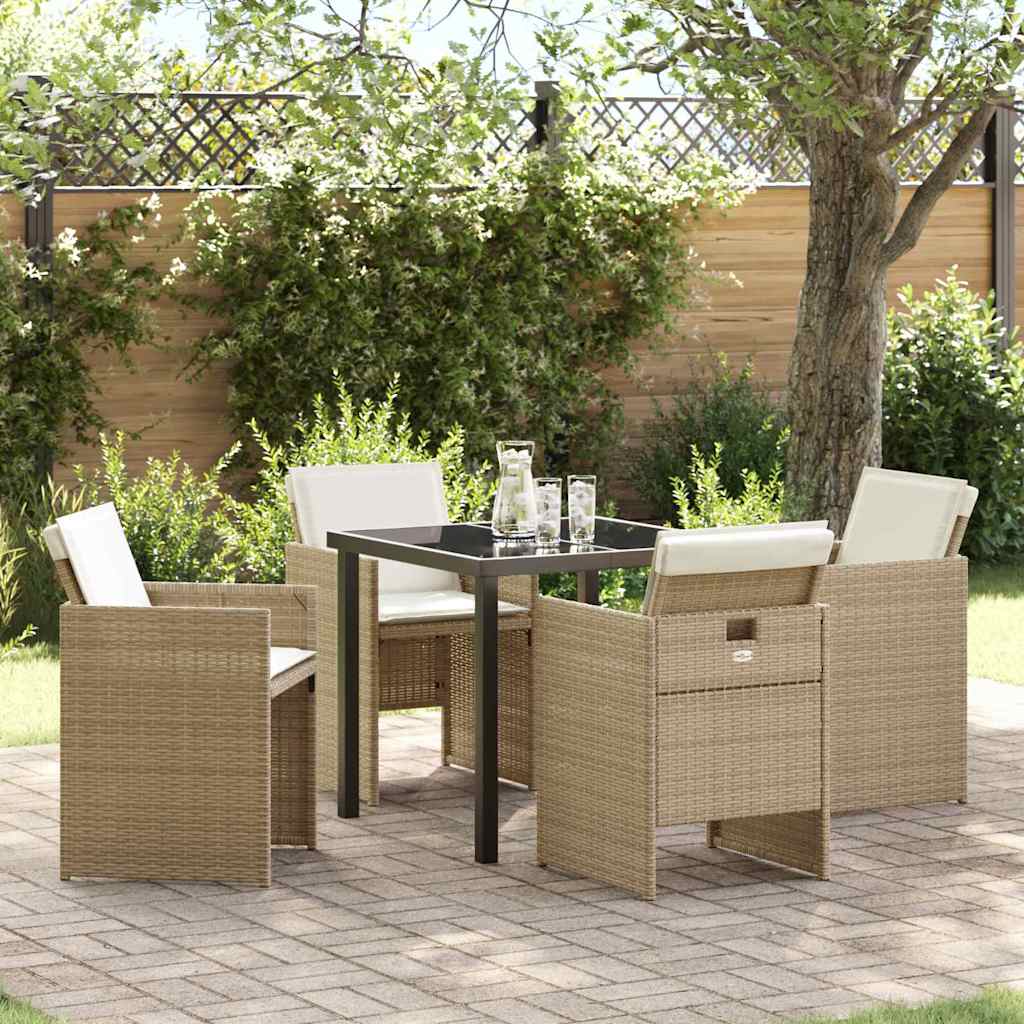 Tuin eettafelset 5 pcs Beige poly rattan – afbeelding 1