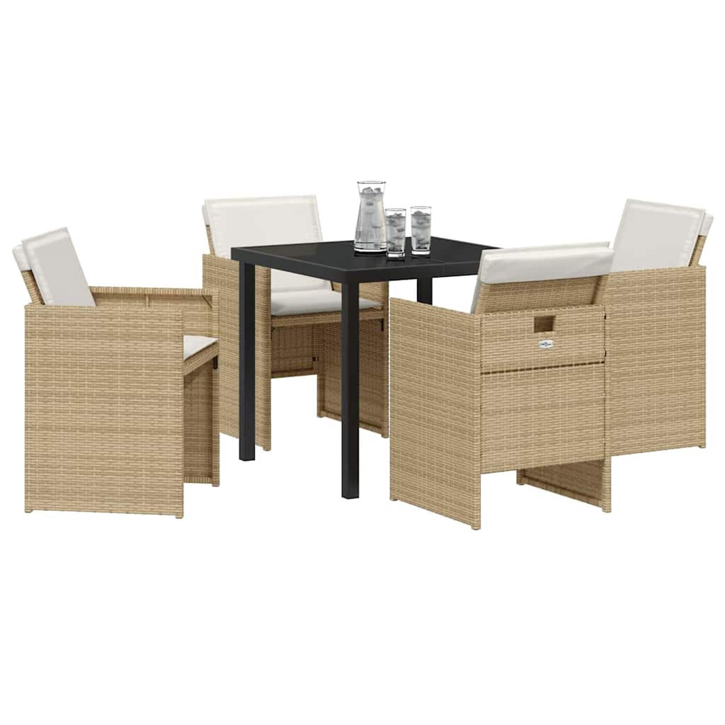 Tuin eettafelset 5 pcs Beige poly rattan – afbeelding 3