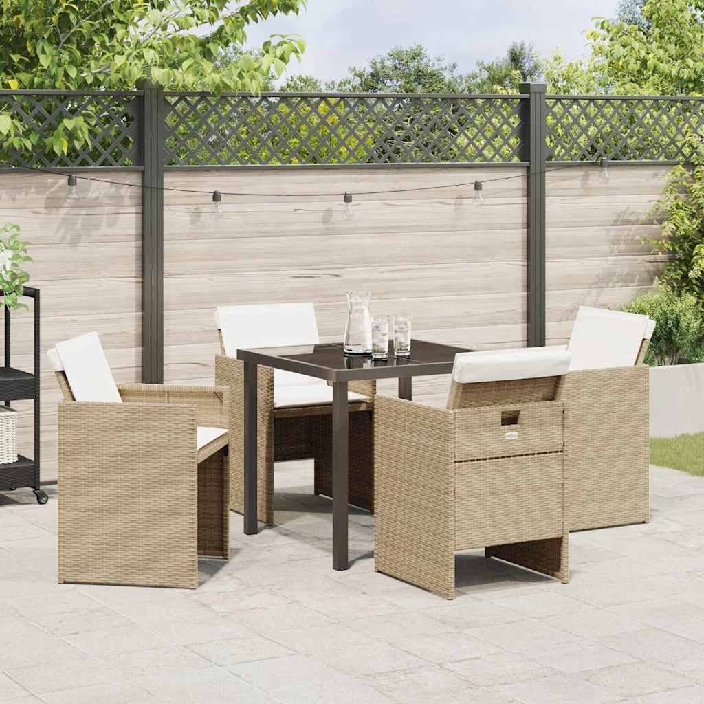 Tuin eettafelset 5 pcs Beige poly rattan – afbeelding 4