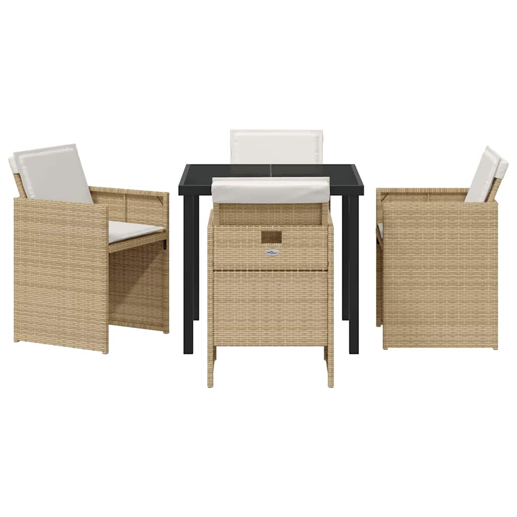 Tuin eettafelset 5 pcs Beige poly rattan – afbeelding 7