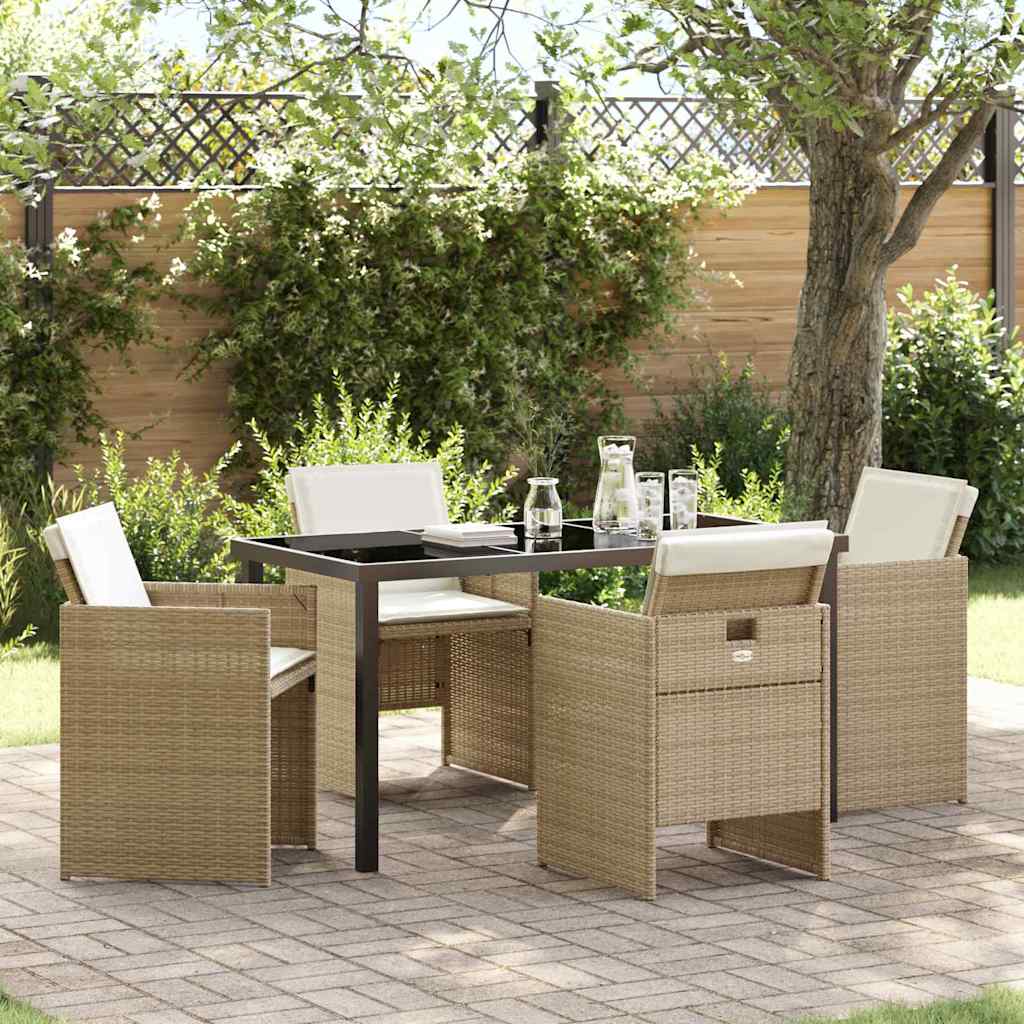 Tuin eettafelset 5 pcs Beige poly rattan – afbeelding 1