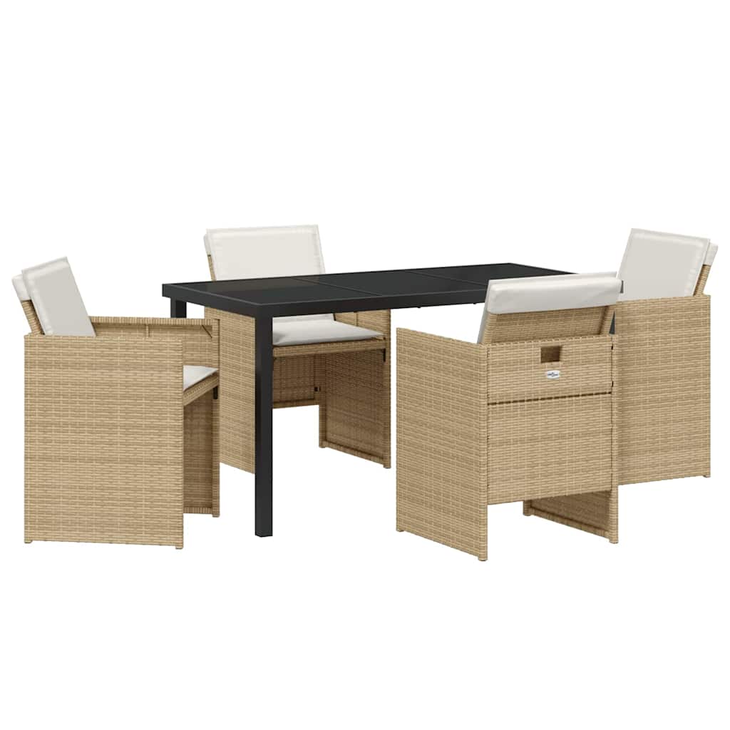 Tuin eettafelset 5 pcs Beige poly rattan – afbeelding 2