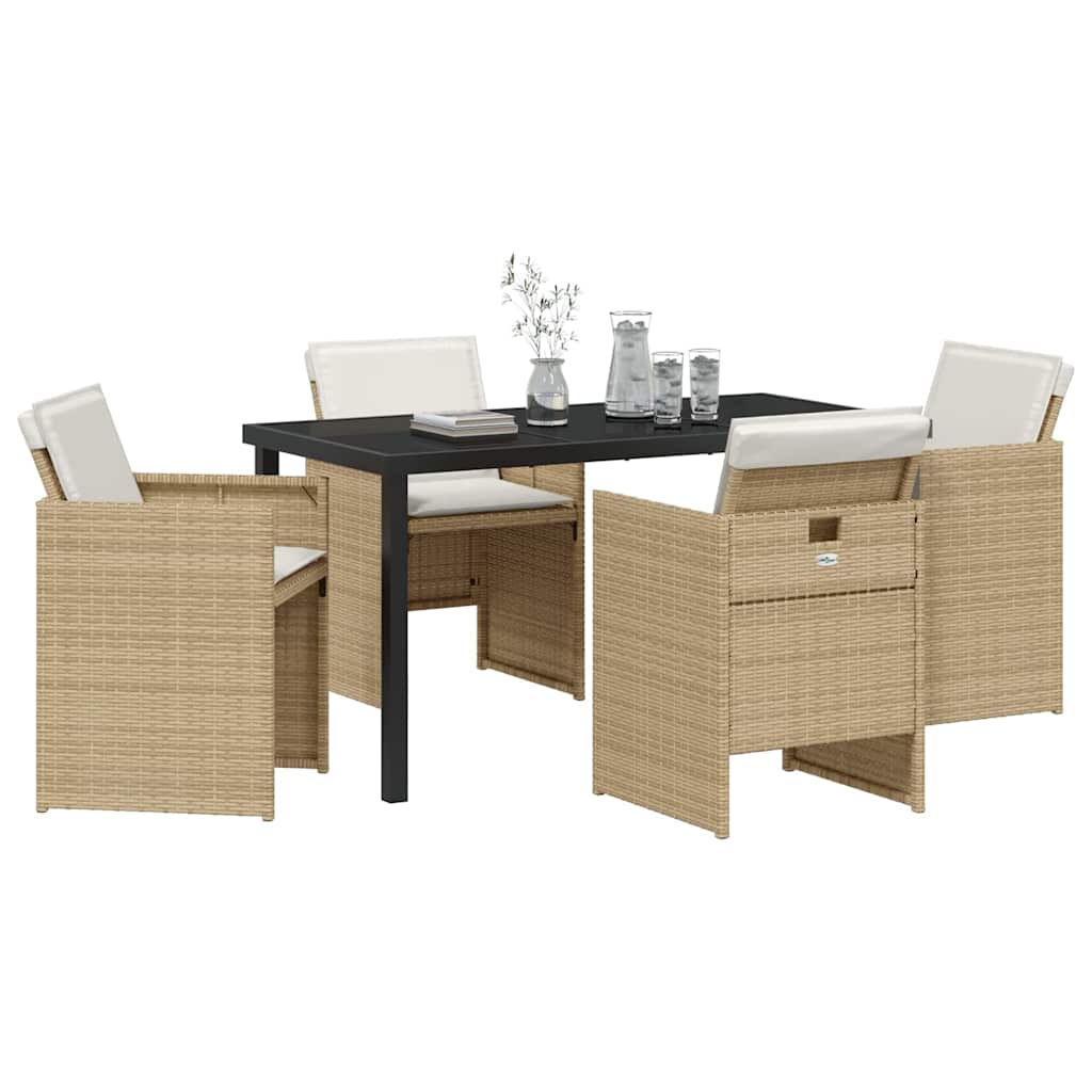 Tuin eettafelset 5 pcs Beige poly rattan – afbeelding 3