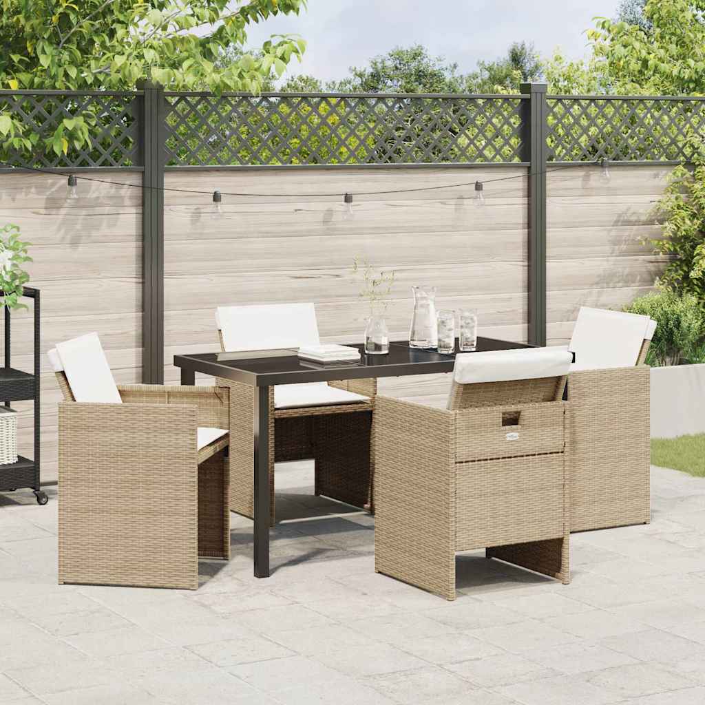 Tuin eettafelset 5 pcs Beige poly rattan – afbeelding 4