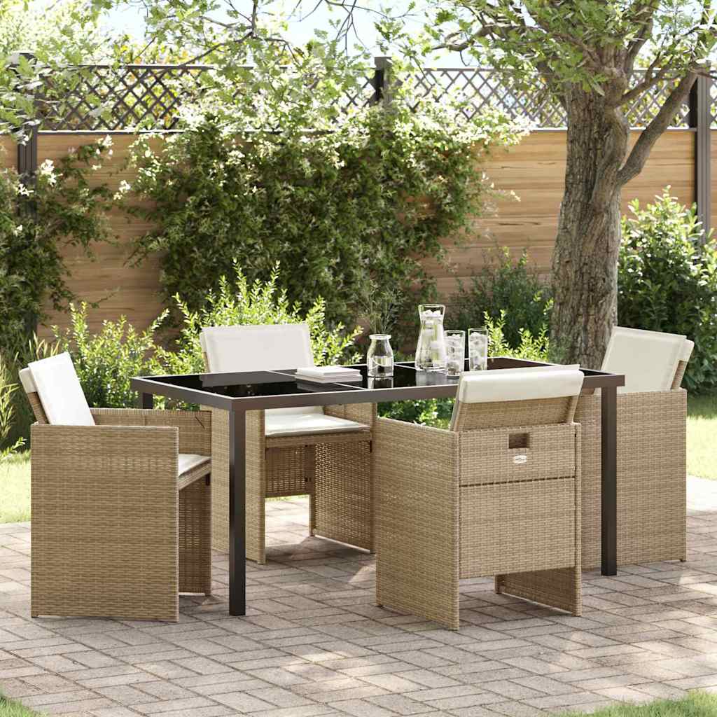 Tuin eettafelset 5 pcs Beige poly rattan – afbeelding 1