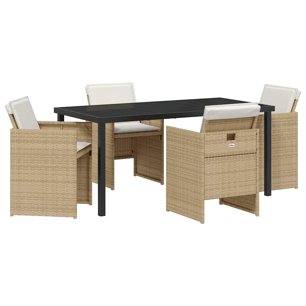 Tuin eettafelset 5 pcs Beige poly rattan – afbeelding 2