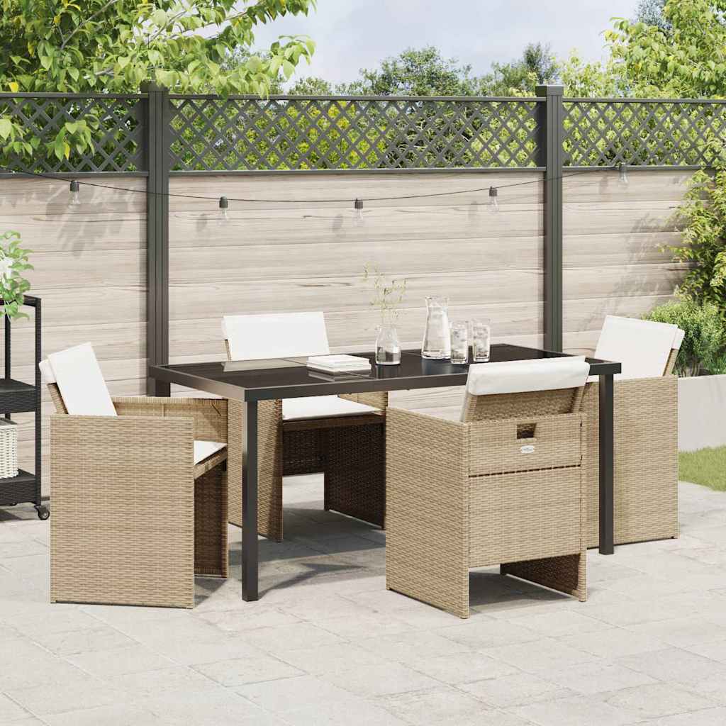 Tuin eettafelset 5 pcs Beige poly rattan – afbeelding 4