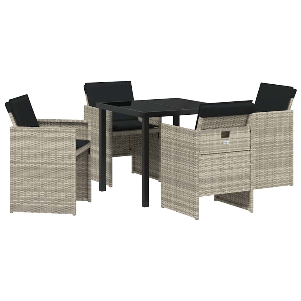 Tuin eettafelset 5 pcs Lichtgrijs poly rattan – afbeelding 2