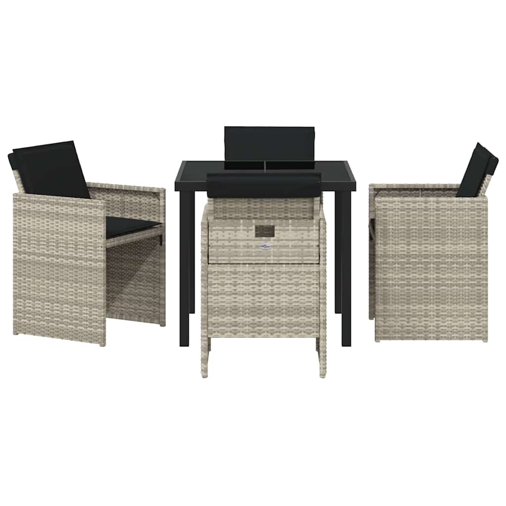 Tuin eettafelset 5 pcs Lichtgrijs poly rattan – afbeelding 7