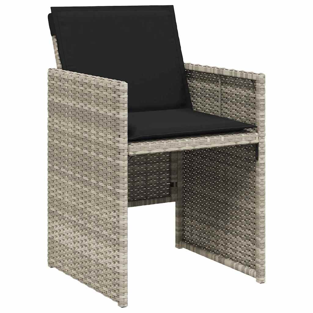 Tuin eettafelset 9 pcs Lichtgrijs poly rattan – afbeelding 6