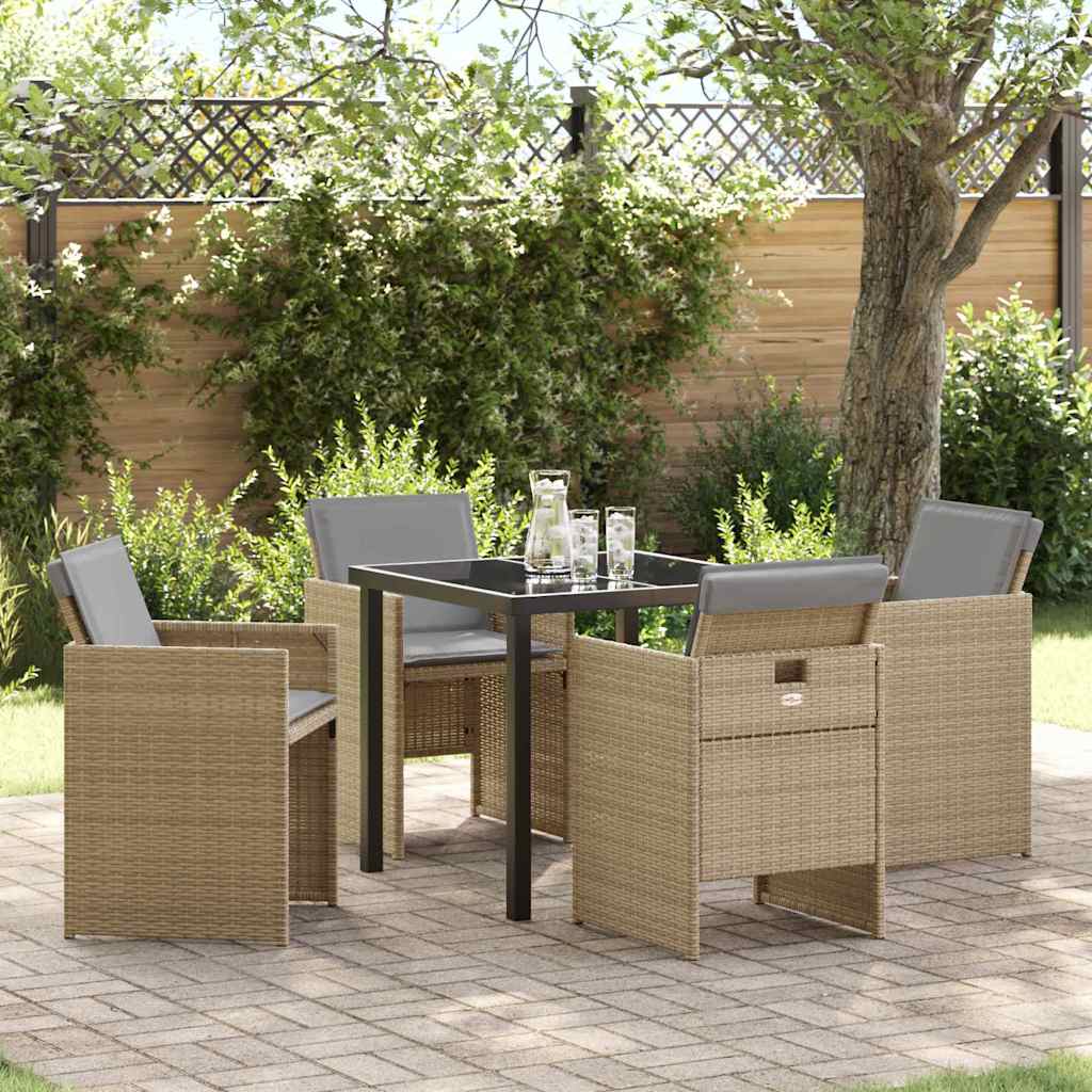 Tuin eettafelset 5 pcs Beige poly rattan – afbeelding 1