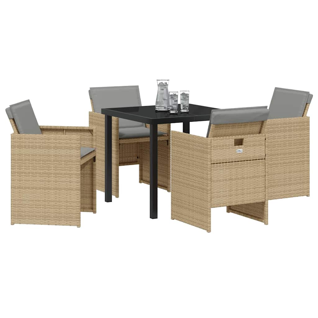 Tuin eettafelset 5 pcs Beige poly rattan – afbeelding 3