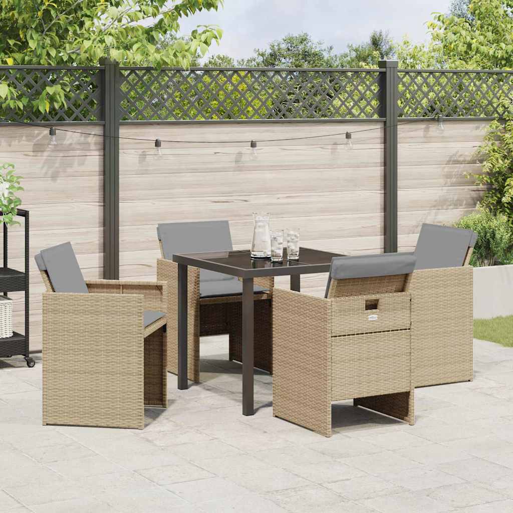 Tuin eettafelset 5 pcs Beige poly rattan – afbeelding 4