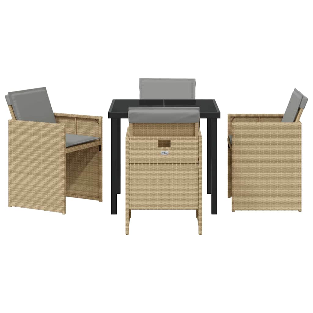 Tuin eettafelset 5 pcs Beige poly rattan – afbeelding 7