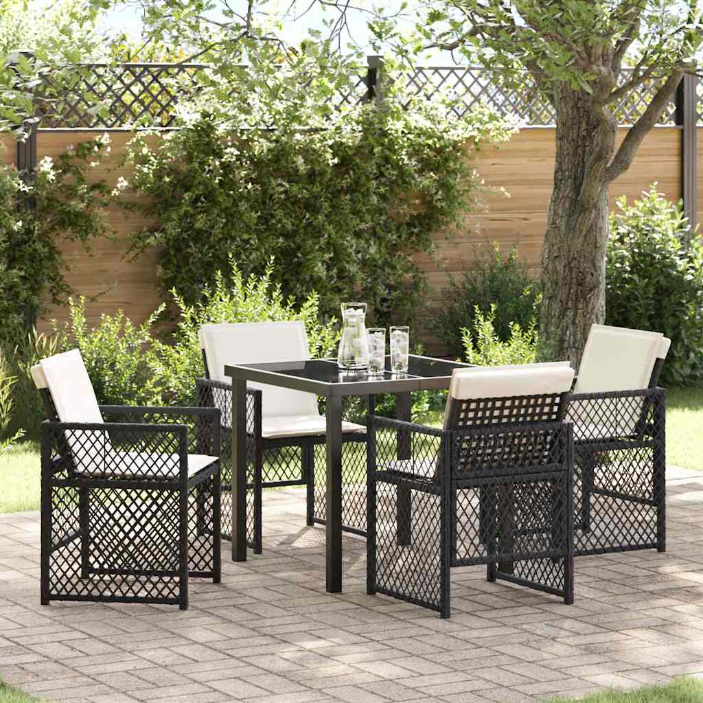 Tuin eettafelset 5 pcs Zwart poly rattan – afbeelding 1