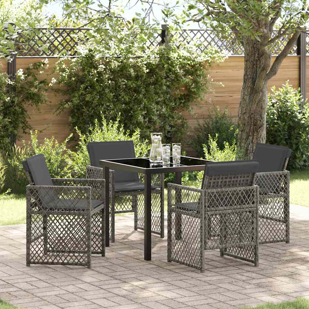 Tuin eettafelset 5 pcs Grijs poly rattan – afbeelding 1