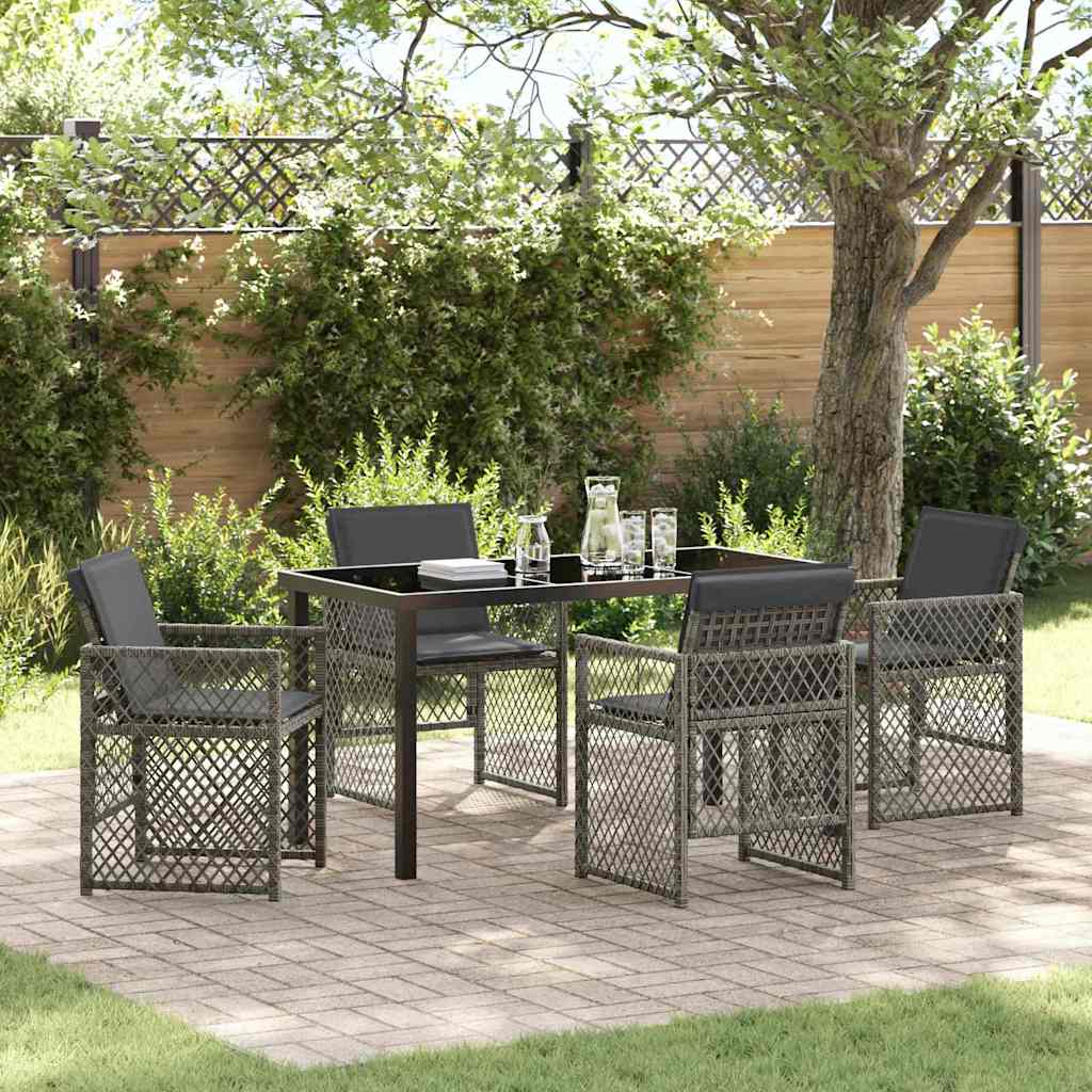 Tuin eettafelset 5 pcs Grijs poly rattan – afbeelding 1