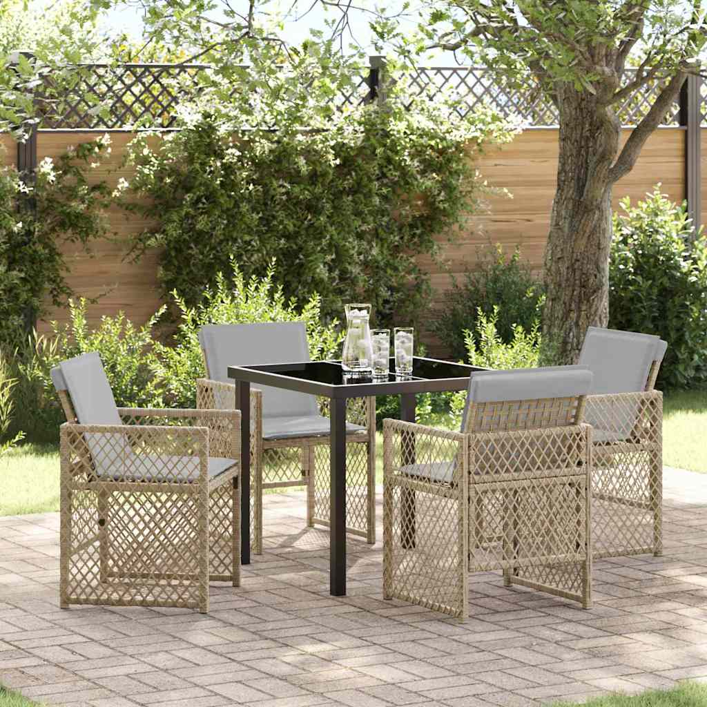 Tuin eettafelset 5 pcs Beige poly rattan – afbeelding 1