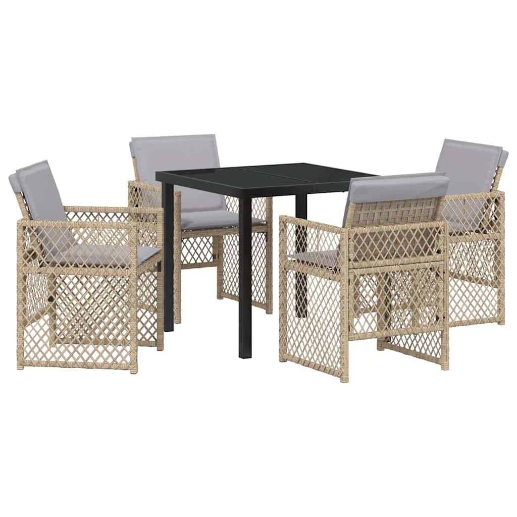 Tuin eettafelset 5 pcs Beige poly rattan – afbeelding 2