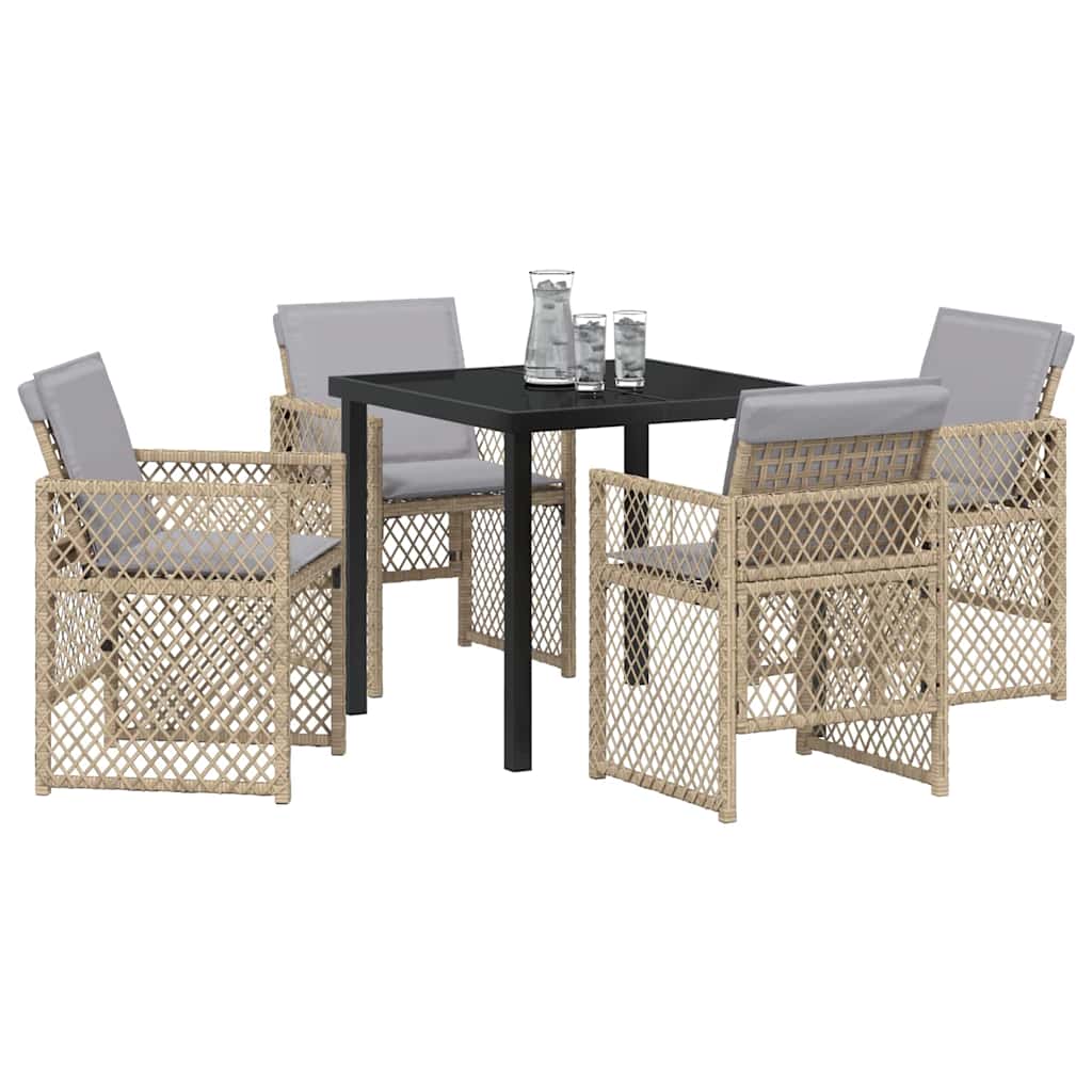 Tuin eettafelset 5 pcs Beige poly rattan – afbeelding 3