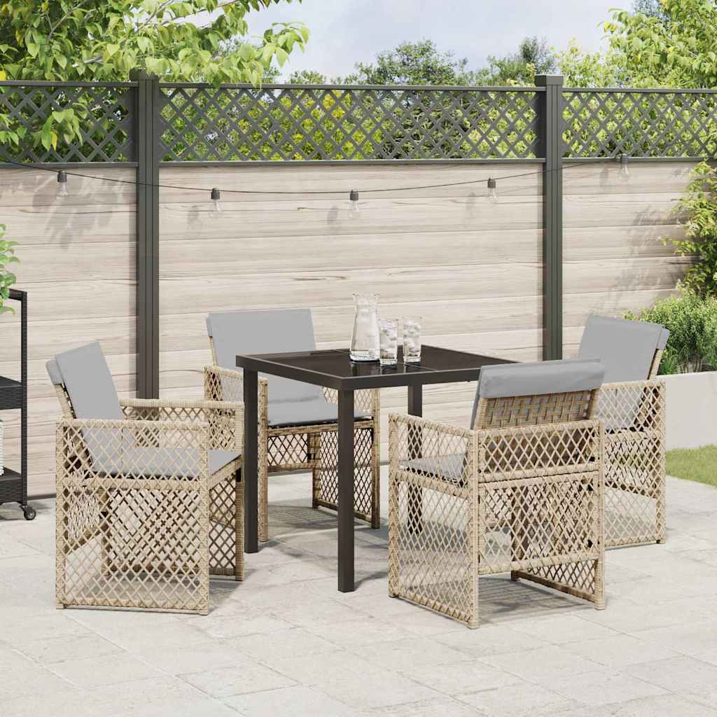 Tuin eettafelset 5 pcs Beige poly rattan – afbeelding 4