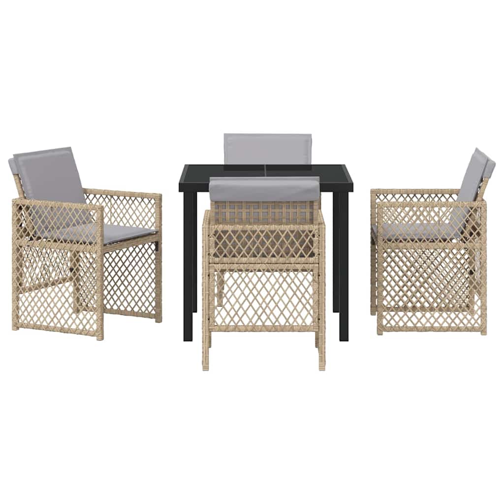 Tuin eettafelset 5 pcs Beige poly rattan – afbeelding 7