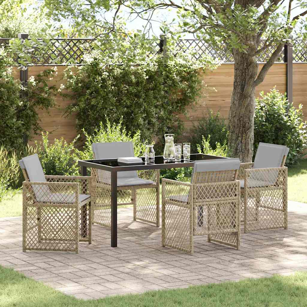 Tuin eettafelset 5 pcs Beige poly rattan – afbeelding 1