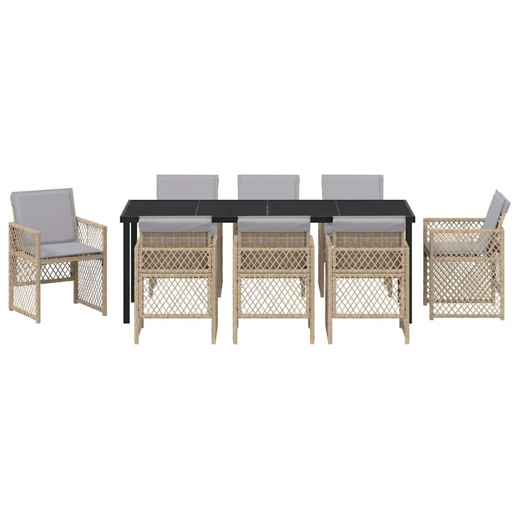 Tuin eettafelset 9 pcs Beige poly rattan – afbeelding 7
